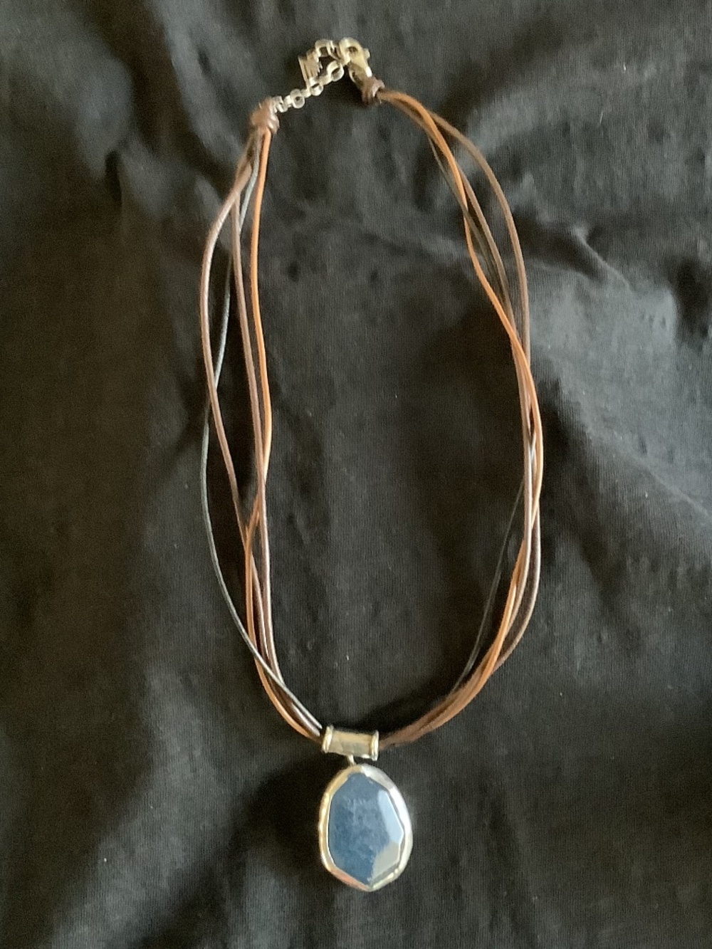 Silpada Sterling Leather and Blue Jade Necklace